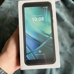 Fox Black Smartphone with Teal-Green Display Accent